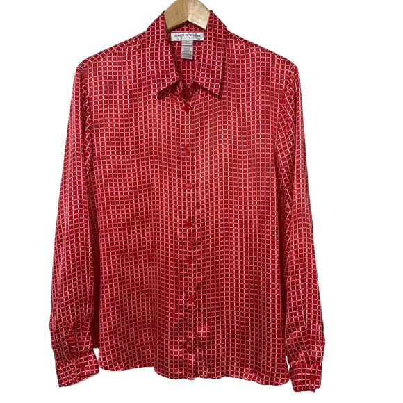 Jones New York Silk Shirt Plus Size 16W Button Up Corporate Office Work - Picture 1 of 4